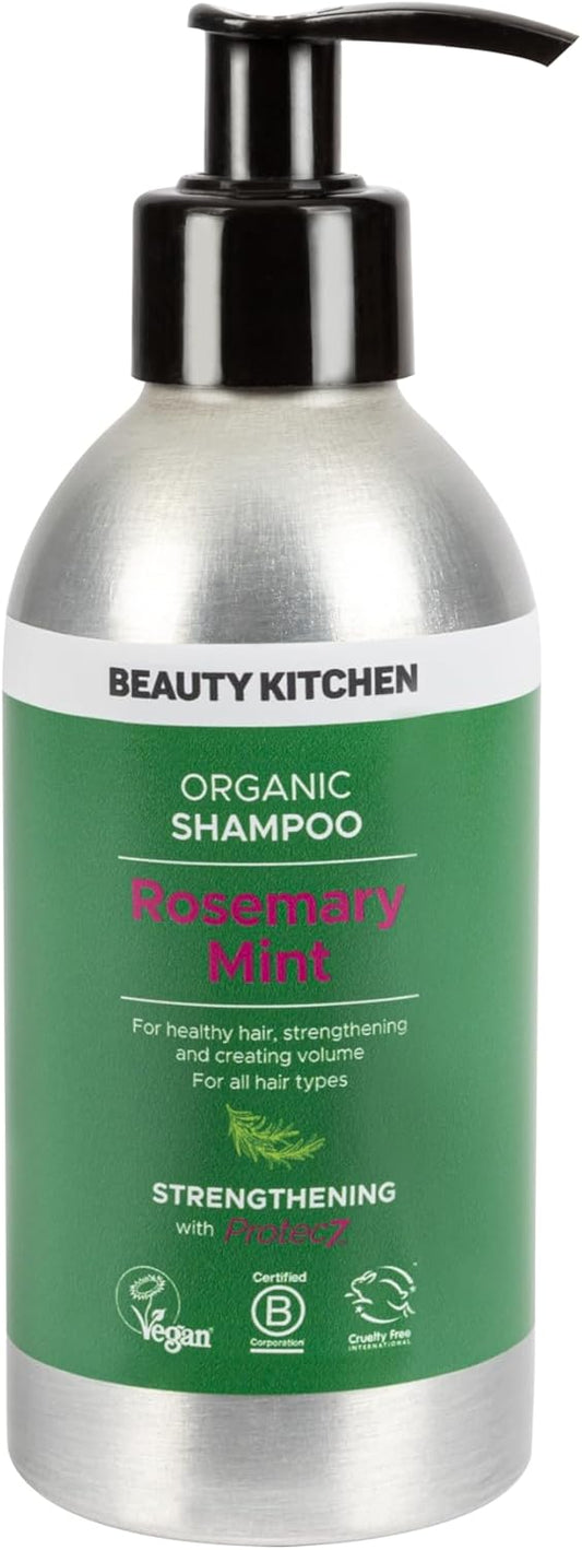 Beauty Kitchen - Rosemary Mint Strengthening Hair Shampoo - Plant-Based Formula With Protec7 Blend, Abysoft And Sapote Oil - For Weak, Brittle Or Thinning Hair – 250Ml