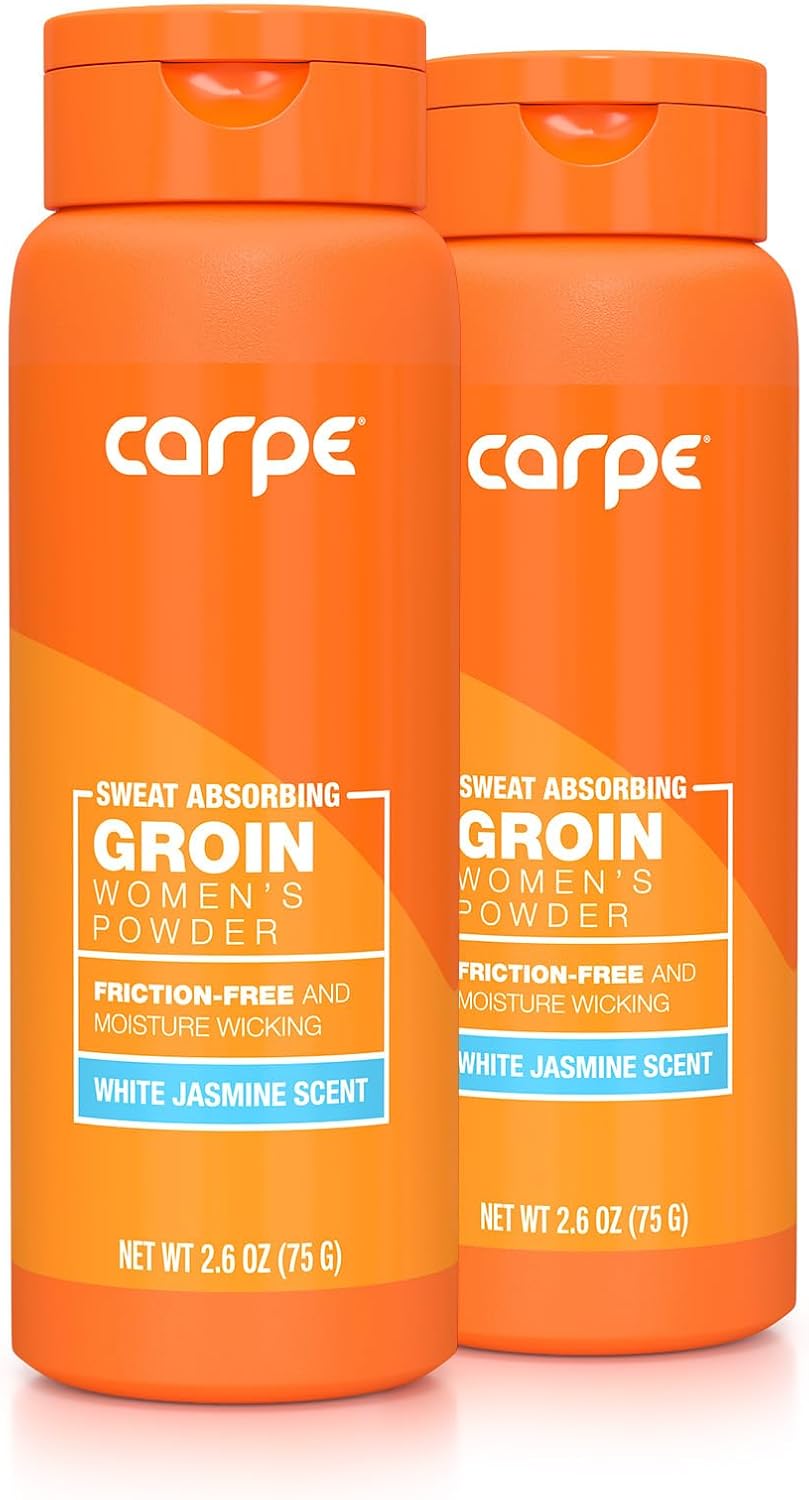 Carpe No-Sweat Groin Powder (For Women) - Designed For Maximum Sweat Absorption - Mess And Friction Free, Stop Chafing - Talc Free Powder Women’S Groin Powder (Pack Of 2)