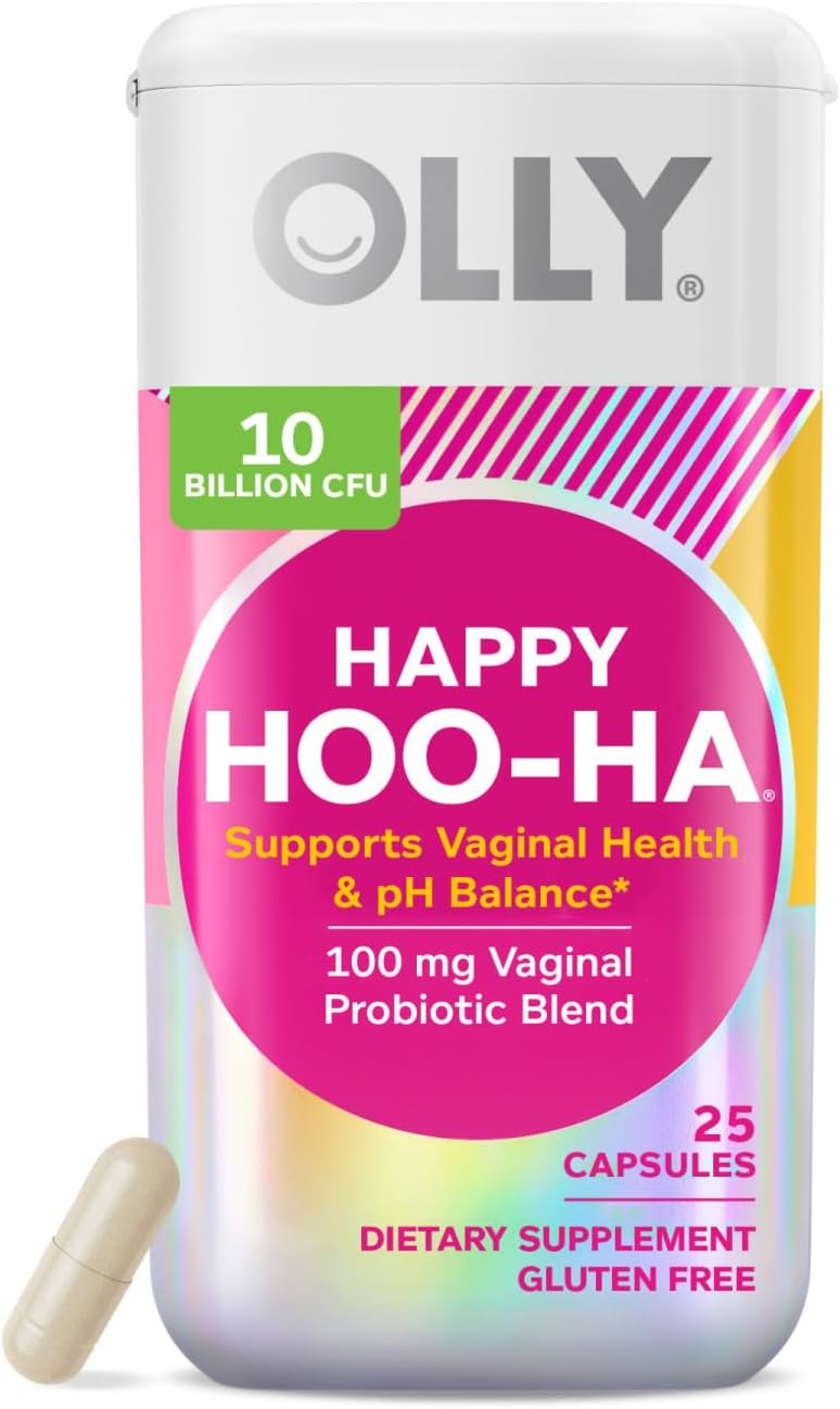 Olly Happy Hoo-Ha Capsules, Probiotic For Women, Vaginal Health And Ph Balance, 10 Billion Cfu, Gluten Free - 25 Count