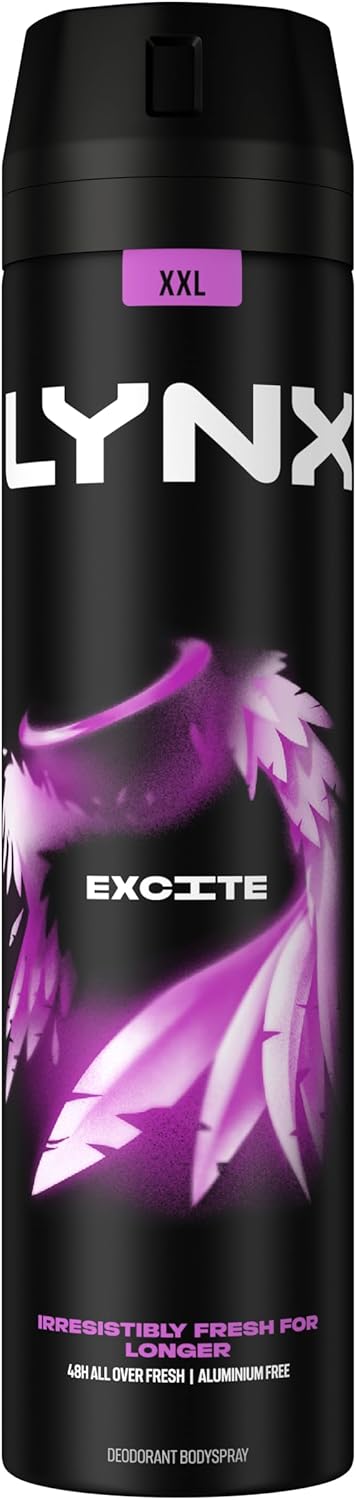 Lynx Excite Aerosol Body Spray Men'S Deodorant Spray With A Crisp Coconut & Black Pepper Fragrance For 48 Hours Of Odour-Busting Zinc Tech 250 Ml