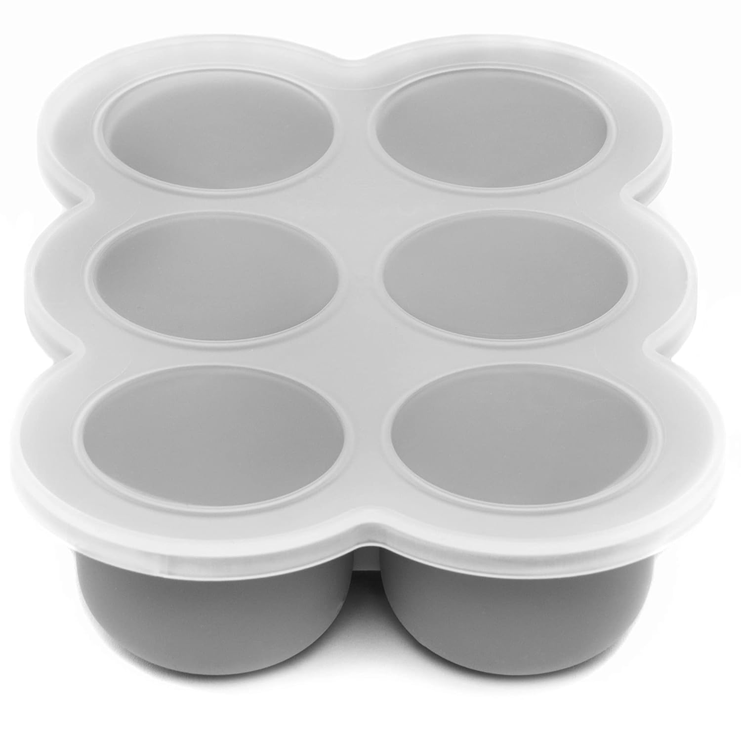 WeeSprout Silicone Freezer Tray with Clip on Lid Perfect Food Storage Container for Homemade Baby Food, Vegetable, Fruit Purees, and Breast Milk (Bright Grey, Six 3 Ounce Sections)