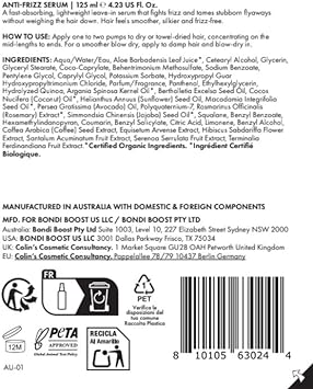 Bondiboost Anti-Frizz Frizz Fix Leave-In Serum - Silicone-Free, Aloe-Based Formula With Six-Oil Blend For Nourished, Silky Smooth, Shiny Hair - Vegan & Cruelty-Free, 100Ml