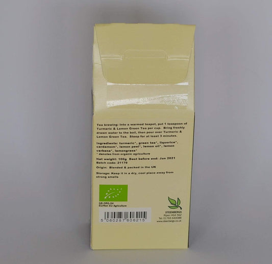 Steenbergs Organic Green Tea With Turmeric And Lemon 100G