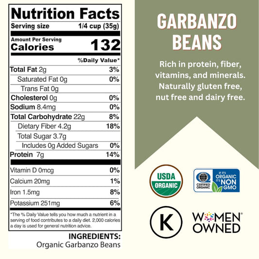 Mountain High Organics - 25 lb Bag, Certified Organic Dried Garbanzo Beans, Bulk, Non GMO, Vegan, Sproutable Dried Chickpeas, Plant Based Protein and Fiber
