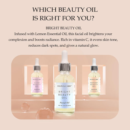 Olivia Care Facial Oil - Jojoba, Safflower, Vitamin E & Lemon Essential Oil | All Natural - Brightening, Calming, Anti-Aging & Antioxidants - Remove Wrinkles