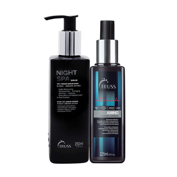 Truss Night Spa Serum - Overnight Hair Treatment Bundle With Professional Amino Miracle - Heat Protectant Spray