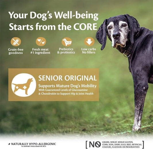 Wellness CORE Senior Original, Dry Dog Food for Mature Dogs from 7 Years, Grain Free, With High Meat Content, Turkey & Chicken, 10 kg?10810