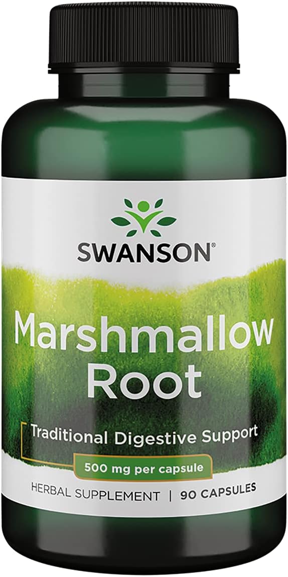 Swanson Marshmallow Root Healthy Supports Respiratory Function Digestive Support 500 Milligrams 90 Capsules