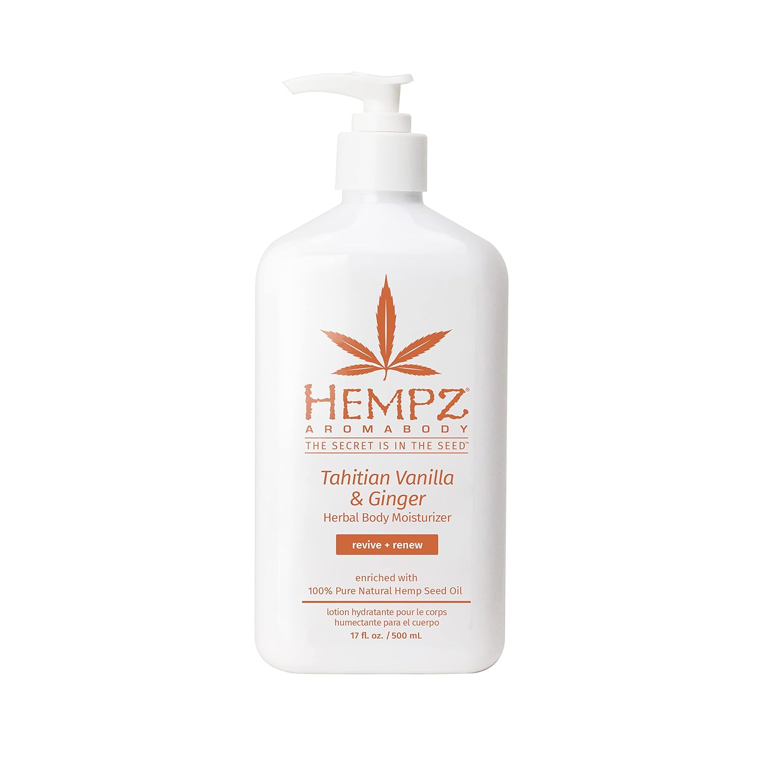 Hempz Body Lotion - Vanilla & Ginger Daily Moisturizing Cream, Shea Butter Hand And Body Moisturizer - Hemp Lotion - Skin Care Products, Hemp Seed Oil - 17 Oz