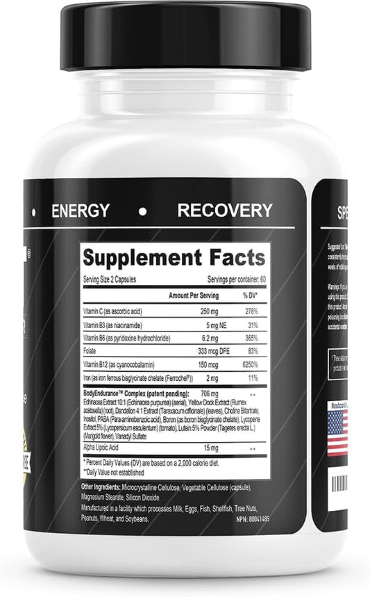 Natural Blood Builder Iron Supplement. RBC Support Made in USA with Echinacea & Dandelion Root Helping VO2 Max, Energy, Endurance (1-Pack)