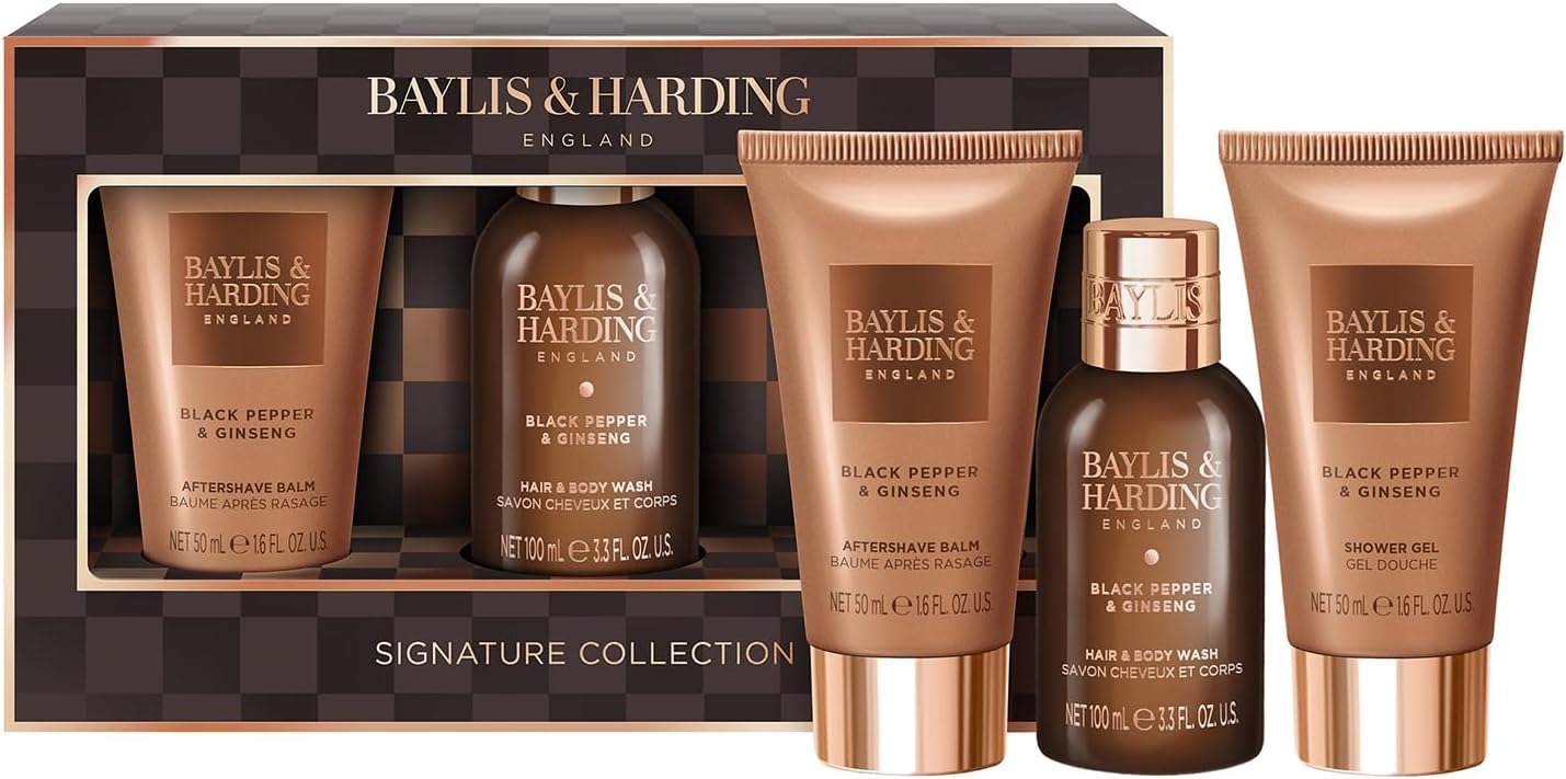 Baylis & Harding Black Pepper & Ginseng Men'S Luxury Mini Trio Gift Set - Vegan Friendly