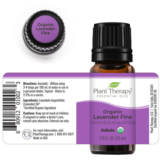 Plant Therapy Organic Lavender Fine 10 Ml (1/3 Oz) 100% Pure Usda Certified, Undiluted, Therapeutic Grade