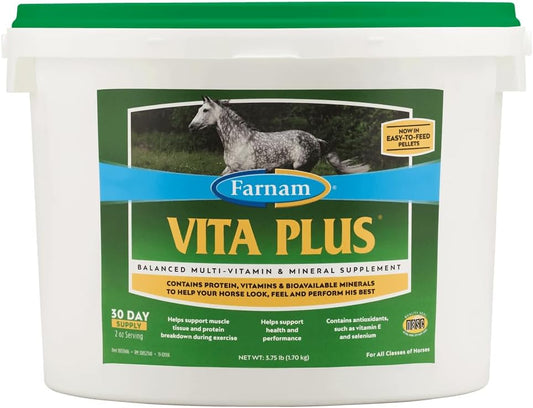 Farnam Vita Plus Balanced Multi-Vitamin & Mineral Horse Supplement, Provides Balanced Nutrition to Support Overall Health and Performance, 3.75 pounds, 30 Day Supply : Pet Supplies