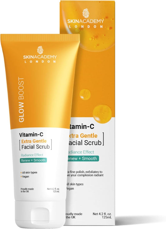 Skin Academy London | Glow Boost | Extra Gentle Facial Scrub | Exfoliates + Illuminates | 125Ml