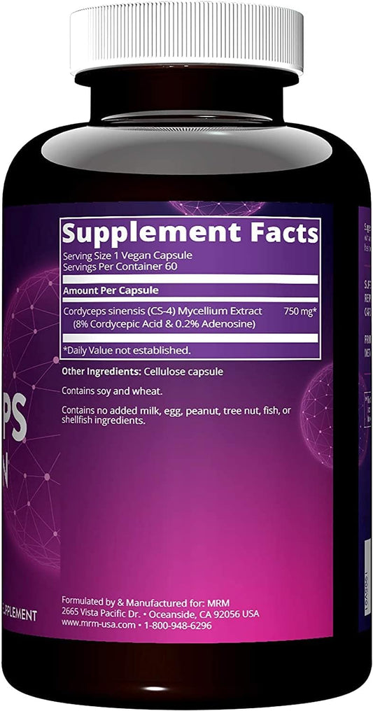 MRM Nutrition Cordyceps | CS-4 Strain | Endurance | Adaptogens | Mushrooms | Energy + Endurance | Vegan | 60 Servings
