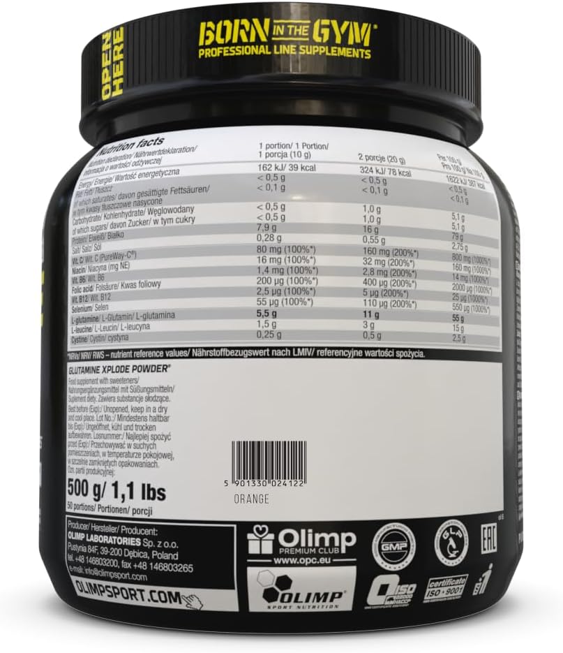 OLIMP SPORT NUTRITION Olimp Glutamine Xplode Powder 500 g Orange Flavour : Amazon.co.uk: Health & Personal Care