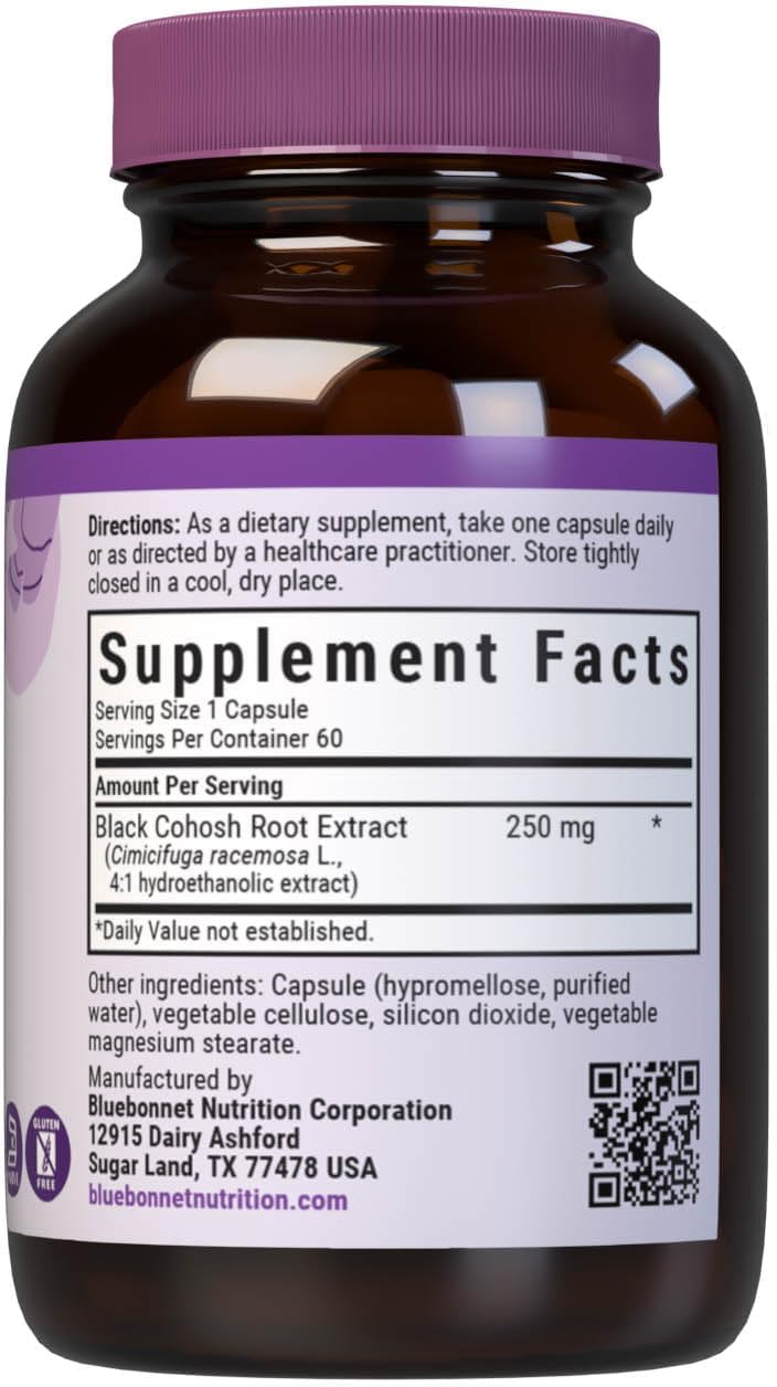 Bluebonnet Black Cohosh Root Extract Supplement, 60 Count, White : Health & Household
