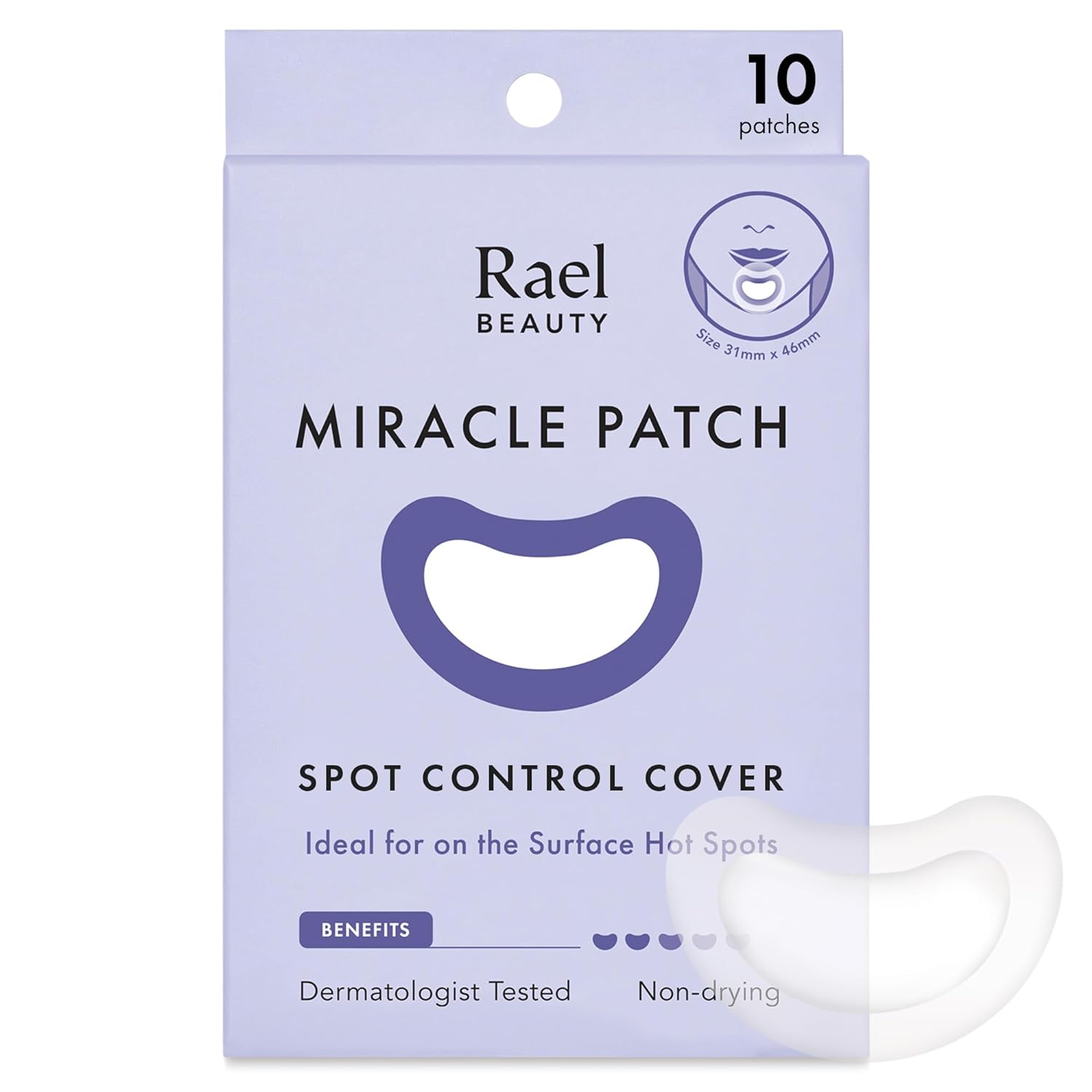 Rael Pimple Patches, Miracle Patches Large Spot Control Cover - Hydrocolloid Acne Patches for Face, Strip for Breakouts, Zit, Blemish Spot, Facial Stickers, All Skin Types, Vegan (10 Count)
