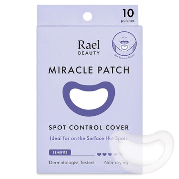 Rael Pimple Patches, Miracle Patches Large Spot Control Cover - Hydrocolloid Acne Patches for Face, Strip for Breakouts, Zit, Blemish Spot, Facial Stickers, All Skin Types, Vegan (10 Count)