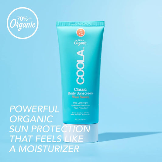 Coola Organic Sunscreen Spf 70 Sunblock Body Lotion, Dermatologist Tested Skin Care For Daily Protection, Vegan And Gluten Free, Peach Blossom, 5 Fl Oz