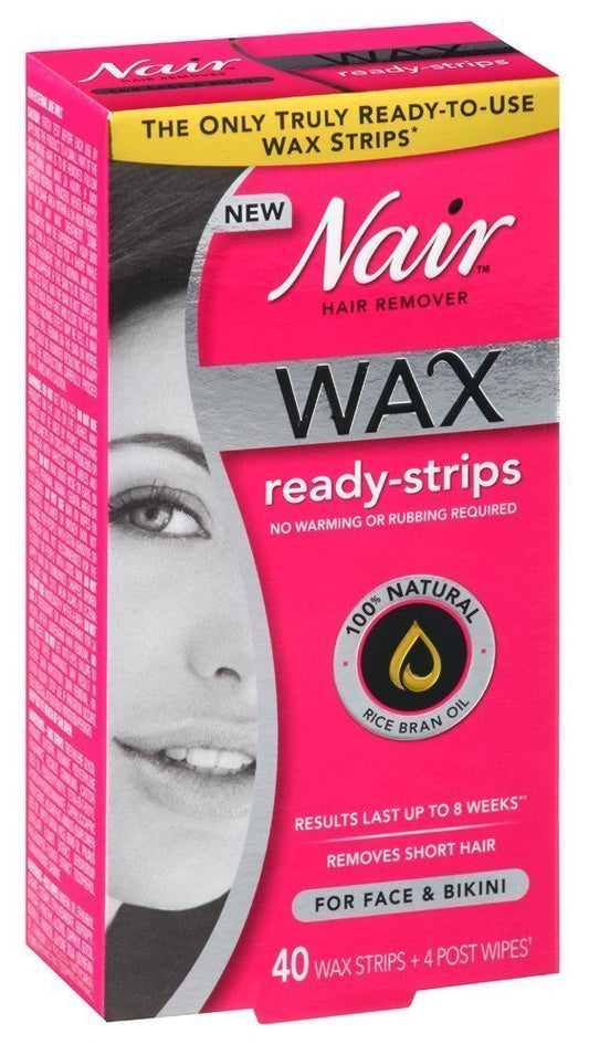 Nair Hair Remover Face and Bikini Wax Ready Strips, 40 Count + 4 Post Wipes (Pack of 3) : Beauty & Personal Care