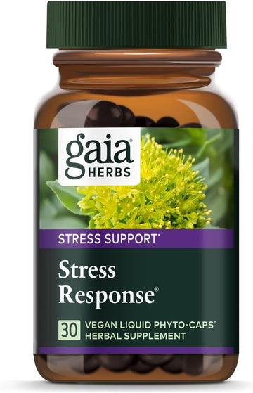 Gaia Herbs Stress Response - Stress Support Supplement With Rhodiola - Ashwagandha Capsules With Holy Basil & Oats - Herbal Supplements With Schisandra - 30 Vegan Liq Phyto-Caps