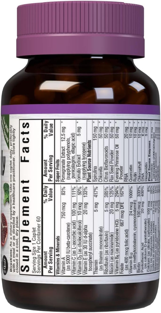 Bluebonnet Nutrition Super Earth* Single Daily* Multiple (With Iron), For Daily Nutritional Support*, Gluten-Free, Kosher Certified, Dairy Free, Vegetarian Friendly, 60 Caplets, 60 Servings
