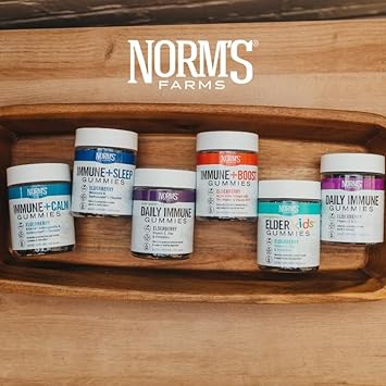 Norm's Farms Daily Immune Elderberry Gummies - Vitamin C, Zinc & Probiotics - Vegan, Gluten Free, Kosher, Non-GMO - 60 Gummies : Health & Household