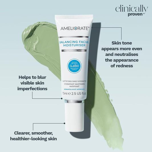 Ameliorate Balancing Facial Moisturiser 75Ml | Lab6, Lactic Acid, Polysaccharides | Dermatologically Tested