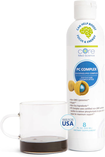 Core Med Science Phosphatidylcholine Supplement, Liposomal Pc Complex (8 Fl Oz) - Lecithin Phospholipid Supplement That Supports Liver & Gut Health - Phosphatidyl Choline Liquid For Cognition Support