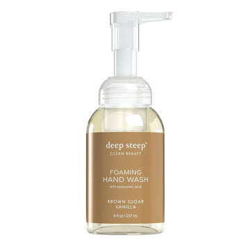 Deep Steep Foaming Hand Wash, Brown Sugar Vanilla, 8 Oz – Gentle Cleanser With Aloe, Argan Oil, Shea Butter & Hyaluronic Acid – Vegan, Clean Beauty, Soft & Hydrated Hands