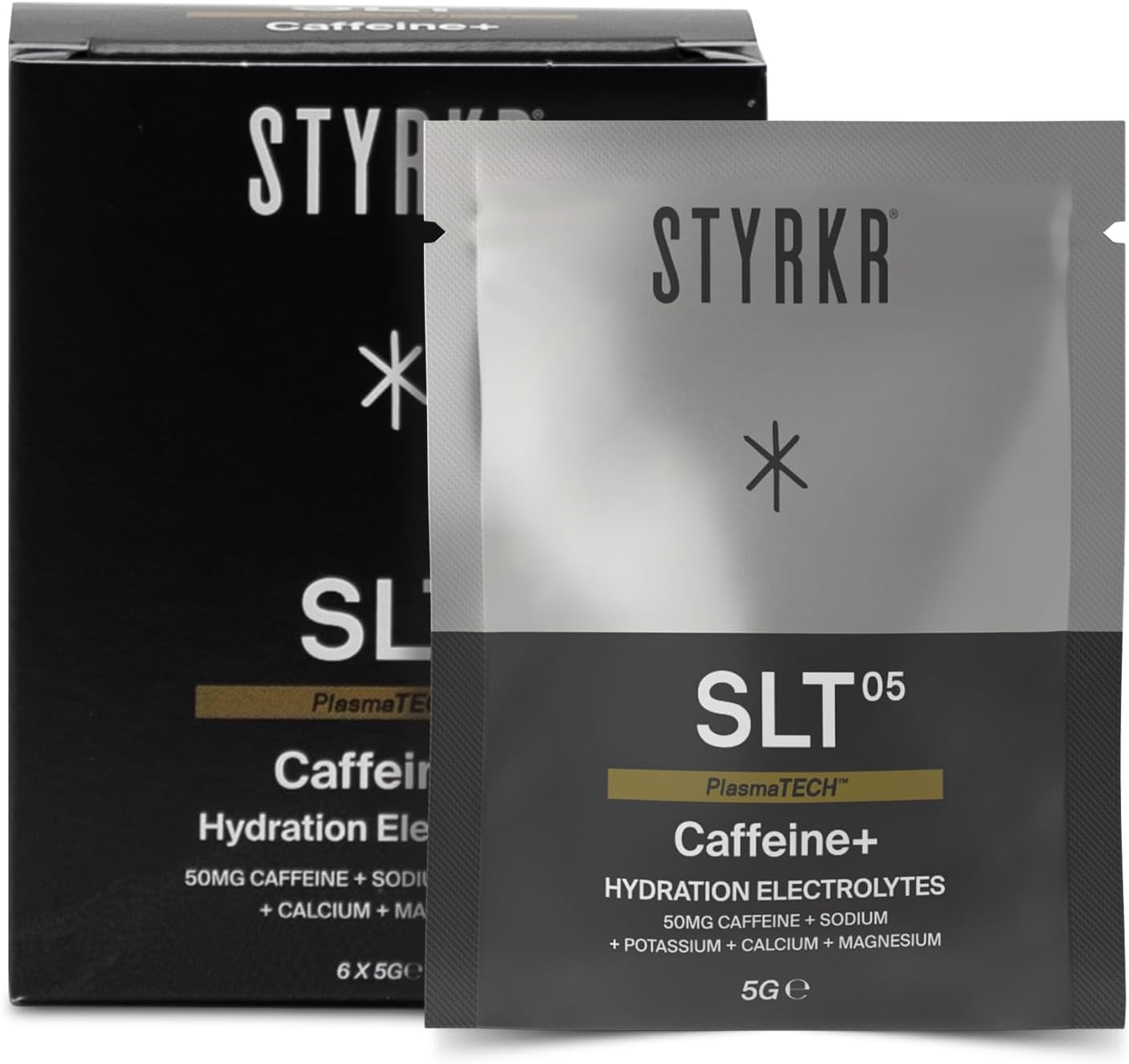 Electrolytes Sachets Caffeine By Styrkr - Pack Of 6 Electrolytes With Caffine In Powder Sachets - Approved By Endurance Atheletes - Advanced Quad-Blend Formulation - Slt05 Caffeine+ 6X Pack