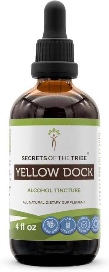 Secrets of the Tribe Yellow Dock Tincture Alcohol Extract, Yellow Dock Tincture Alcohol Extract, Yellow Dock (Rumex Crispus) Dried Root 4 OZ