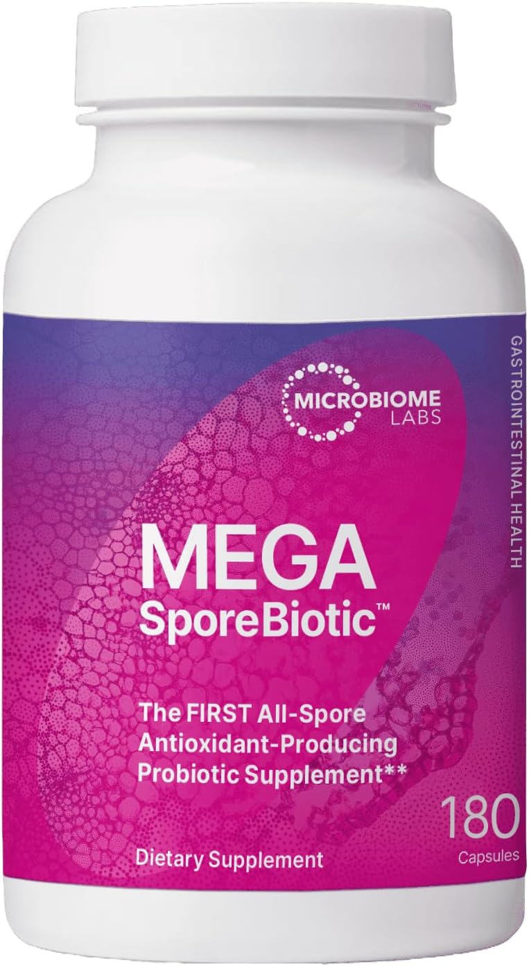 Microbiome Labs Megasporebiotic Probiotics For Digestive Health - Mens & Womens Probiotic Nutritional Supplements With Spore Based Bacillus Coagulans & Bacillus Subtilis For Gut Health (180 Capsules)