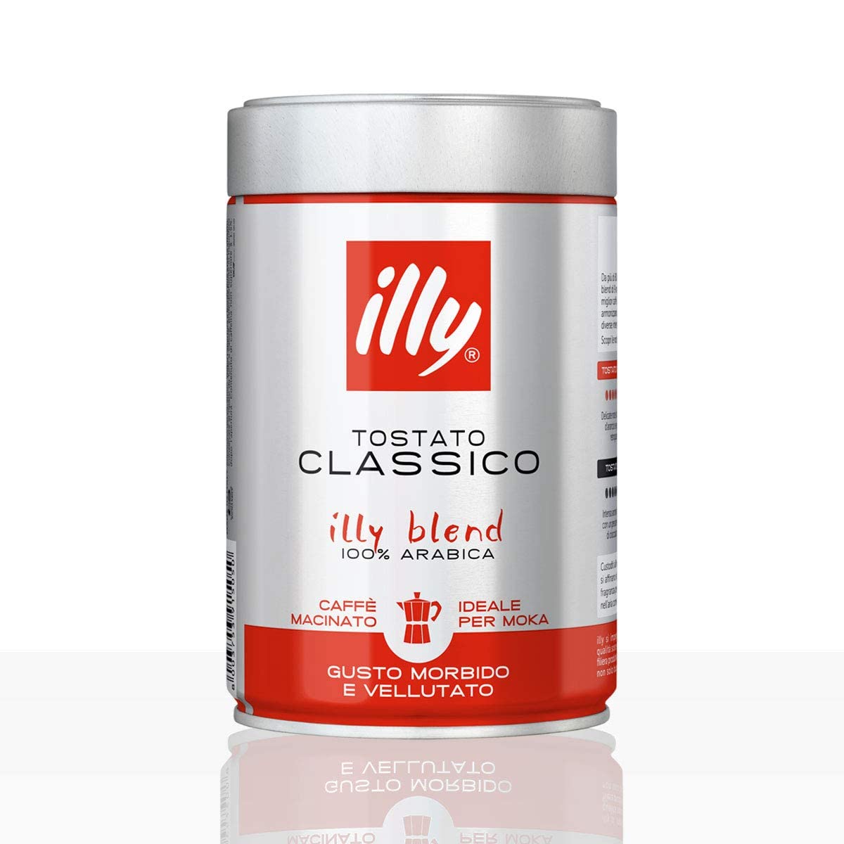 Illy Ground Moka Medium Roast, Cans (Pack of 2)