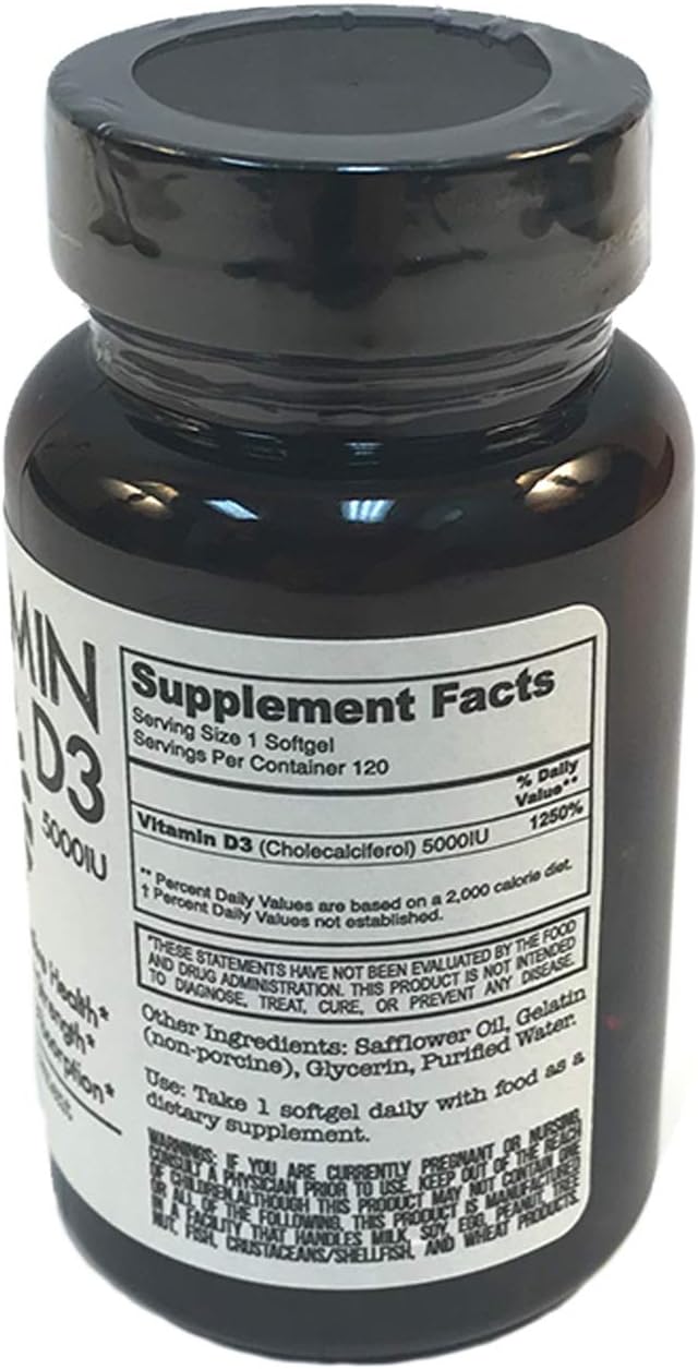 Paleo Pro Vitamin D3 Supplement, 5000IU, Sugar-Free, Gluten-Free, No Artificial Ingredients, No Yeast, No Starch, No Preservatives, No Lactose : Health & Household