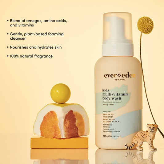 Evereden Kids Body Wash, 12.7 fl oz. & Kids Body Lotion, 6.8 fl oz. | Fresh Pomelo Scent | 2 Item Bundle Set | Clean and Natural Kids Skincare