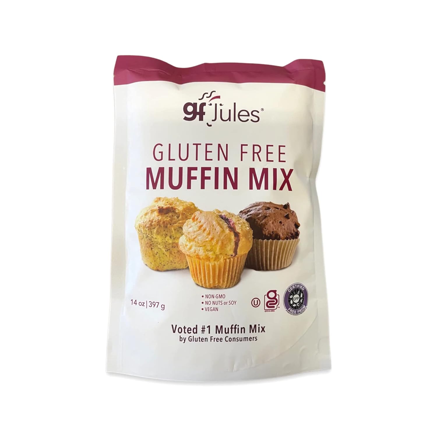 gfJules Certified Gluten Free Muffin Baking Mix | No Grit, Non-GMO, Vegan, Kosher & Top 9 Allergen Free | Baking Alternative to Regular Muffin Mixes & Makes 15 Muffins | 14 Ounces