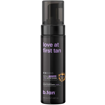 b.tan Violet Self Tanner | Love At First Tan - Fast, 1 Hour Sunless Tanner Mousse, Violet-Based, Knocks Out Orange Tones, No Fake Tan Smell, No Added Nasties, Vegan, Cruelty Free, 6.7 Fl Oz