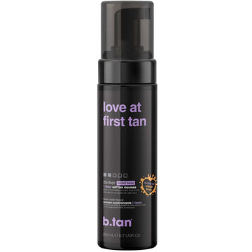 B.Tan Violet Self Tanner | Love At First Tan - Fast, 1 Hour Express Sunless Tanning Mousse, Violet-Based, Cancels Orange Tones, No Fake Tan Smell, No Added Nasties, Vegan, Cruelty Free, 6.7 Fl Oz