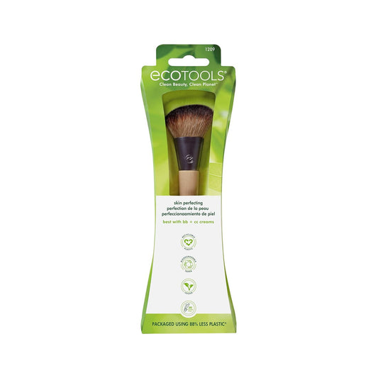 Ecotools Skin Perfecting Makeup Brush, For Liquid & Cream Foundation & Contour, Angled Brush Ideal For Bb & Cc Creams, Eco-Friendly, Dense, Synthetic Bristles, Vegan & Cruelty-Free, 1 Count
