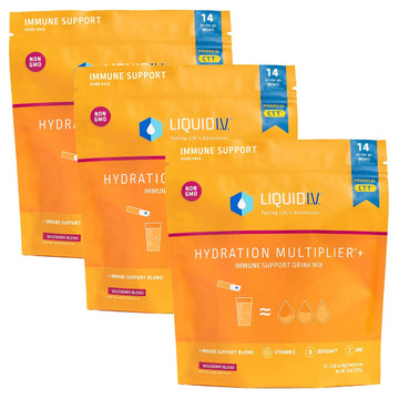 Liquid I.V. Hydration Multiplier + Immune Support -Wild Berry Blend - Hydration Powder Packets | Electrolyte Powder Drink Mix | Easy Open Single-Serving Sticks | Non-GMO | 3 Pack (42 Servings)