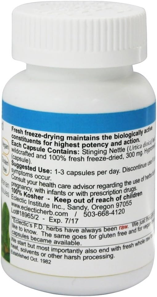 ECLECTIC INSTITUTE - Stinging Nettle Fresh Raw Freeze-Dried 300 mg. - 90 Vegetarian Capsules : Health & Household