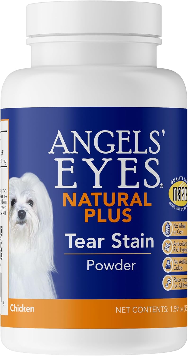 ANGELS' EYES NATURAL PLUS Tear Stain Prevention Chicken Powder for Dogs | All Breeds | No Wheat No Corn | Daily Support for Eye Health | Proprietary Formula | Limited Ingredients | Net Content 45g