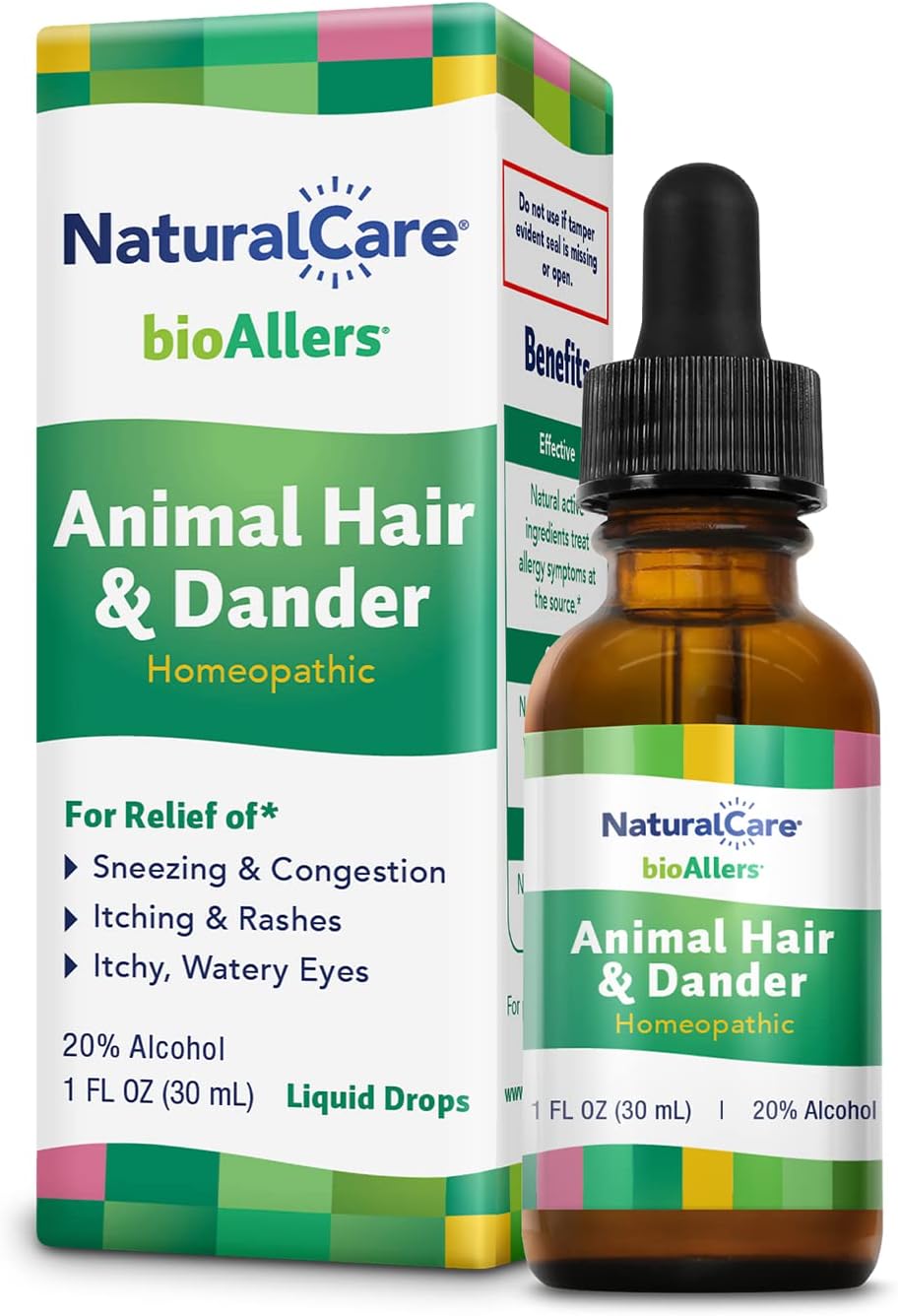 NaturalCare by bioAllers Animal Hair and Dander Allergy Treatment | Homeopathic Formula May Help Relieve Sneezing, Congestion, Itching, Rashes & Watery Eyes | 1 Fl Oz