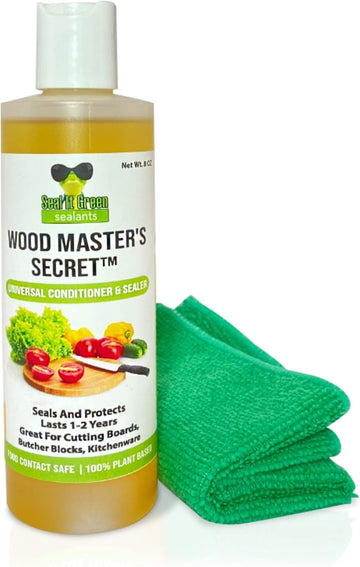 Wood Master's Secret Non-Toxic, Food Safe Cutting Board Oil, Conditioner & Sealer. Exceeds FDA Food Contact Surface Regulations. Also Works On Butcher Blocks, Wood Counters & More (8Oz)