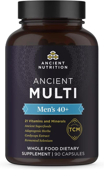 Multivitamin For Men By Ancient Nutrition, Ancient Multi Men'S 40+ Once Daily Vitamin Supplement 90 Ct, Vitamin A, Vitamin B And Vitamin K2, Supports Immune System, Paleo And Keto Friendly