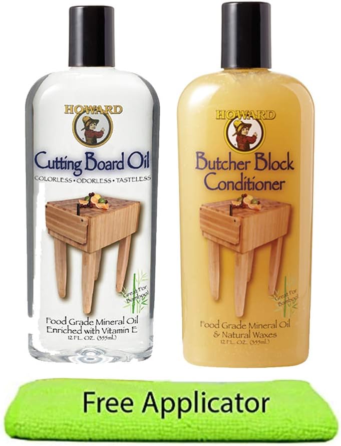 Howard Butcher Block Conditioner and Cutting Board Oil 12 oz, Food Grade Conditioner and Oil, Great for Heave Use Cutting Boards and Utensils, Re hydrate your Cutting Blocks