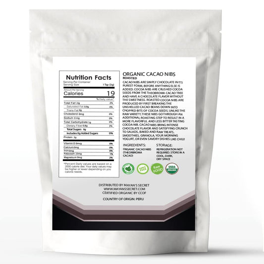 Mayans Secret = 1Lbs Usda Certified Cacao Nibs Organic Cocoa Nibs Raw Organic Superfood, Gluten Free Pure Delicious Chocolate Essence