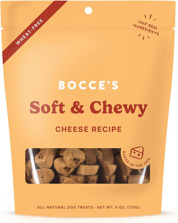 Bocce'S Bakery Oven Baked Cheese Recipe Treats For Dogs, Wheat-Free Everyday Dog Treats, Made With Real Ingredients, Baked In The Usa, All-Natural Soft & Chewy Cookies, Cheese, 6 Oz